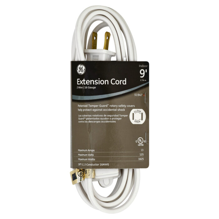 Ge, Indoor Extension Cord White, 1 Each, 9 Ft - Image 1