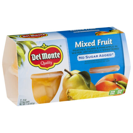 Del Monte, No Sugar Added Mixed Fruit, Case Of 6, 16 Oz