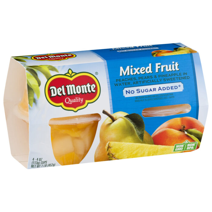 Del Monte, No Sugar Added Mixed Fruit, Case Of 6, 16 Oz - Image 1