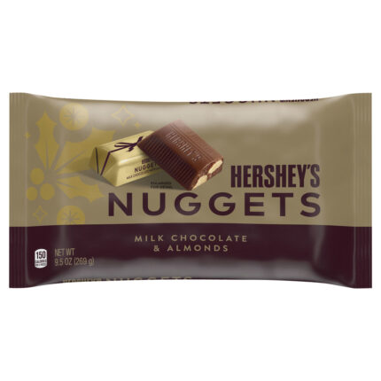 Hershey'S, Christmas Candy Nuggets Milk Chocolate & Almonds Bag, Case Of 16, 9.5 Oz