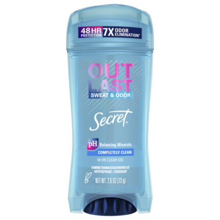 Secret, Outlast Clear Gel Antiperspirant Deodorant For Women Completely Clean, Case Of 6, 2.6 Oz