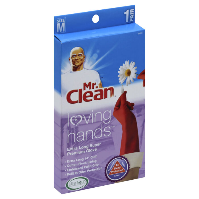 Mr. Clean, Loving Hands Gloves Extra Long Super Premium Medium, Case Of 6, 1 Ct - Image 1