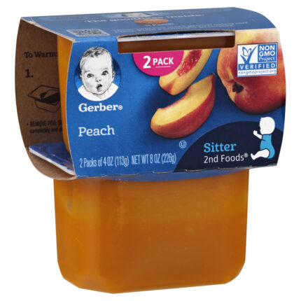 Gerber, Sitter 2Nd Foods Peach Baby Meals Tubs, Case Of 8, 8 Oz
