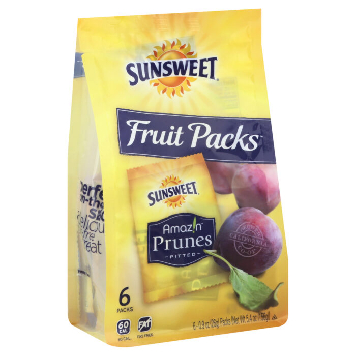 Sunsweet, Amazin Prunes Fruit Packs 6 Count, Case Of 4, 5.4 Oz - Image 1
