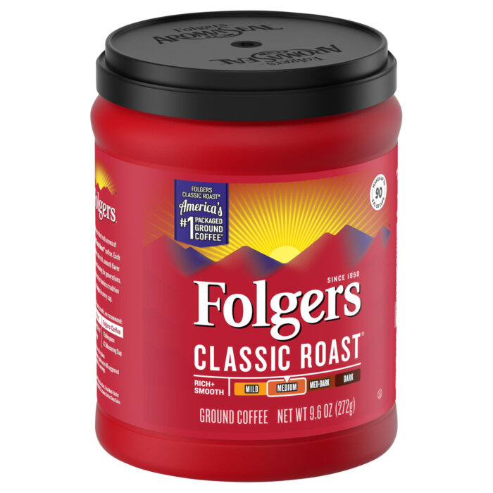 Folgers, Medium Ground Classic Roast Coffee, Case Of 6, 9.6 Oz - Image 1