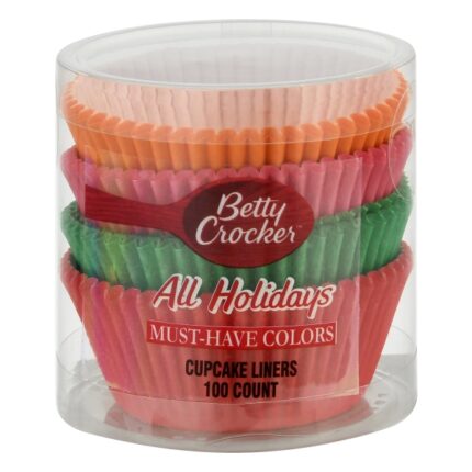 Betty Crocker, Cupcake Liners For All Holiday Orange Pink Green And Red, Case Of 4, 100 Ct