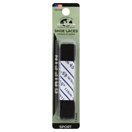 Griffin, Shoe Laces Sport Black, Case Of 6, 45 In