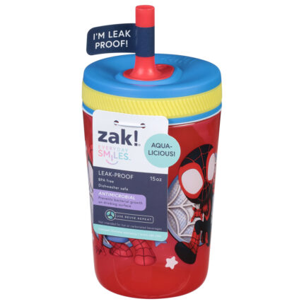 Zak Designs, Everyday Smiles Aqua Licious Leak Proof Sippy Cup Spiderman, Case Of 3, 1 Ct