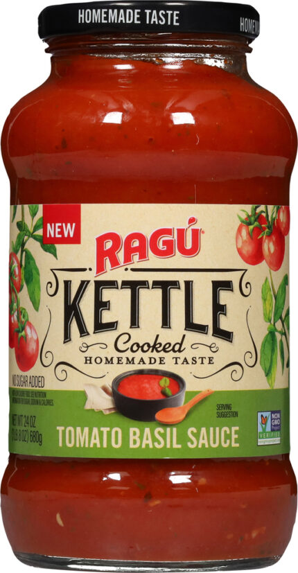 Ragu, Kettle Cooked Tomato Basil Sauce, Case Of 12, 24 Oz
