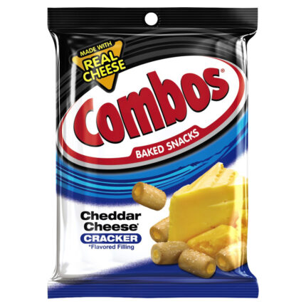 Combos, Cheddar Cheese Cracker Baked Snacks, Case Of 12, 6.3 Oz