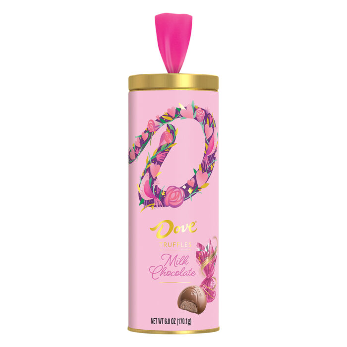 Dove, Valentine'S Day Milk Chocolate Truffles Chocolate Gift Valentine Candy Tin Tube, Case Of 6, 6 Oz - Image 1