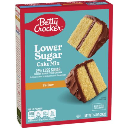 Betty Crocker, Yellow Cake Mix Lower Sugar, Case Of 6, 14 Oz