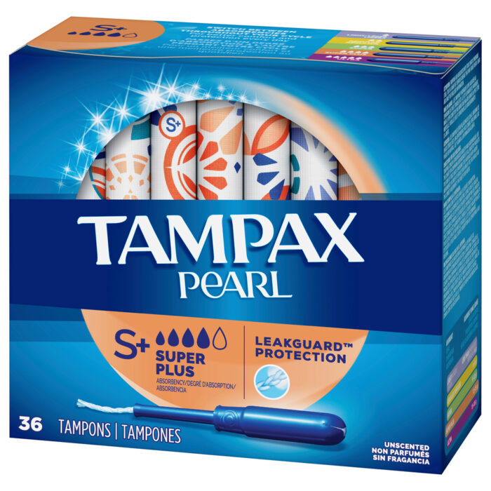 Tampax, Pearl Tampons Super Plus Absorbency With Leakguard Braid Unscented, Case Of 3, 36 Ct - Image 1