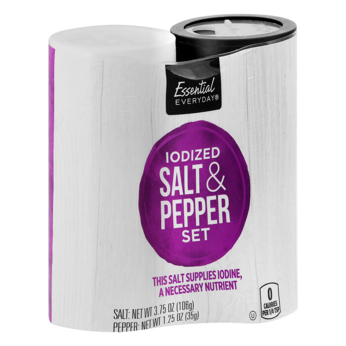 Essential Everyday, Iodized Salt And Pepper Set, Case Of 12, 5 Oz - Image 1