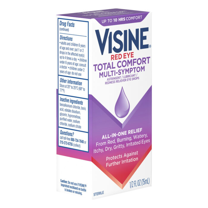 Visine, Red Eye Total Comfort Multi Symptom Eye Drops, Case Of 3, 0.5 Fl Oz - Image 1