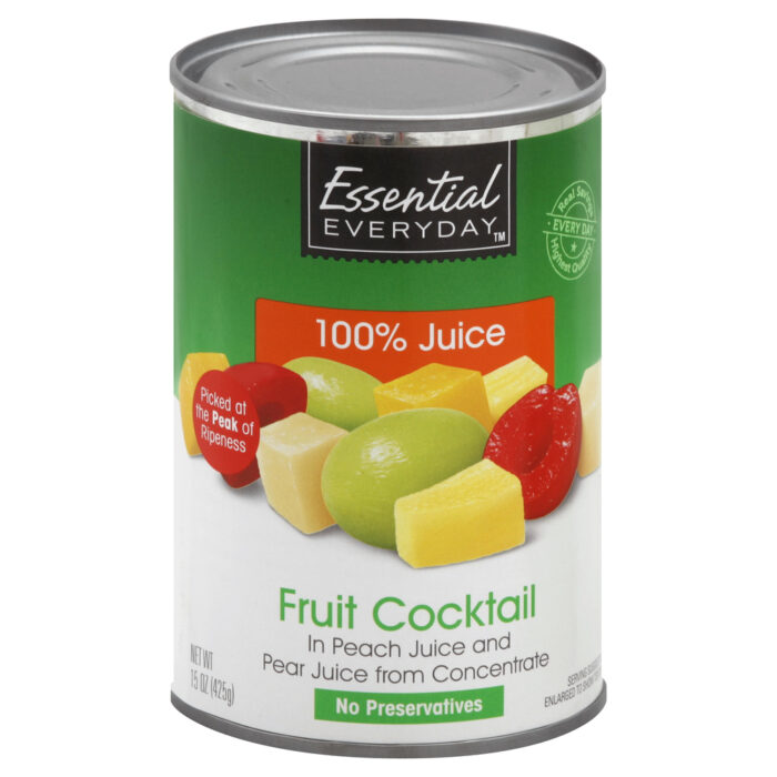 Essential Everyday, Fruit Cocktail In Peach Juice And Pear Juice From Concentrate, Case Of 24, 15 Oz - Image 1