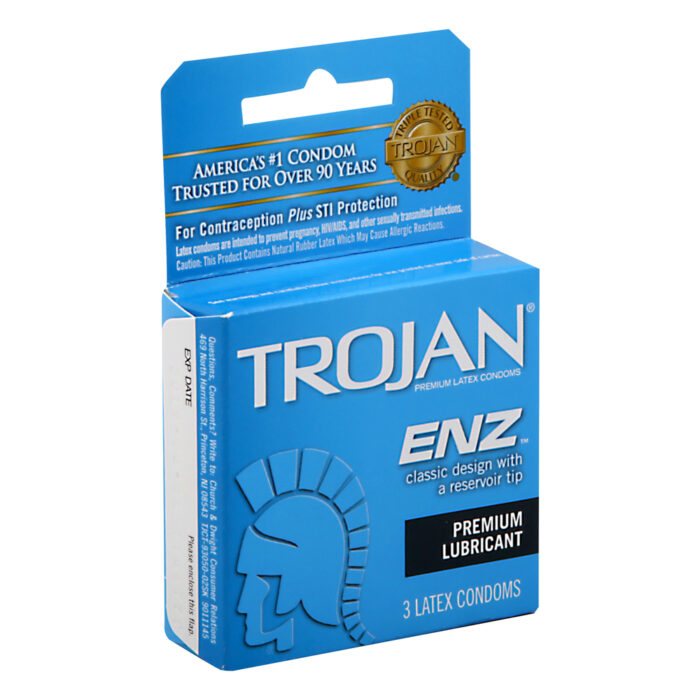 Trojan, Enz Latex Condoms Premium Lubricant, Case Of 6, 3 Ct - Image 1