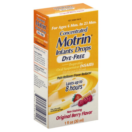 Motrin, Concentrated Infants' Ibuprofen Drops Oral Suspension Dye-Free Berry, Case Of 6, 1 Fl Oz