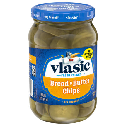 Vlasic, Bread And Butter Chips Pickles Jar, Case Of 12, 16 Fl Oz