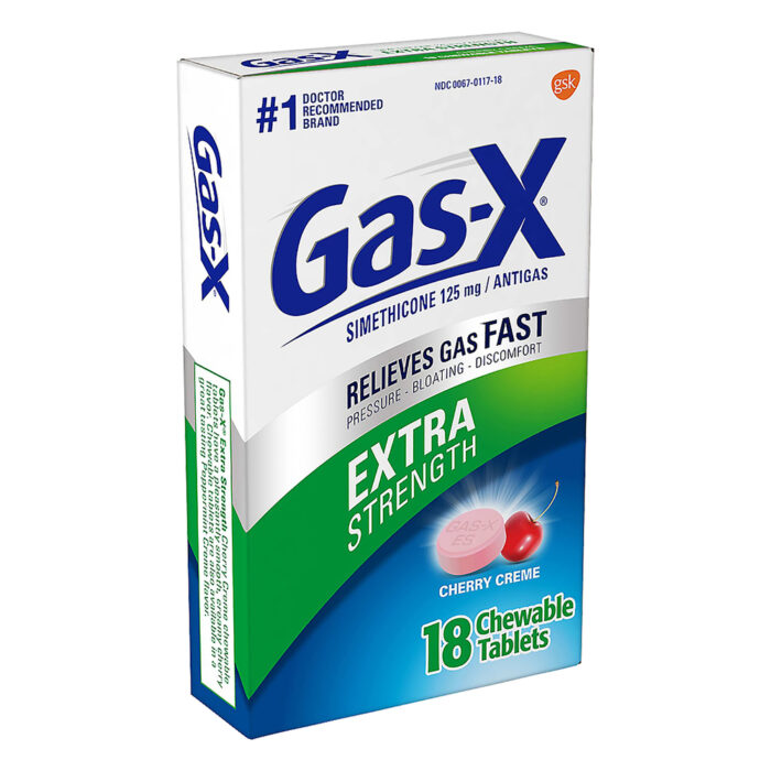 Gas-X, Extra Strength Chewable Gas Relief Tablets With Simethicone Cherry, Case Of 6, 18 Ct - Image 1