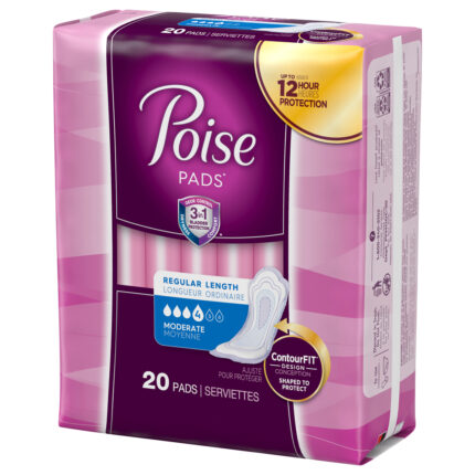 Poise, Regular Length Moderate Pads, Case Of 6, 20 Ct