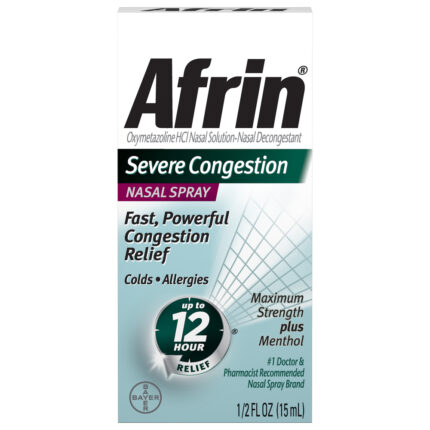 Afrin, Nasal Spray Severe Congestion Plus Menthol 12 Hour, Case Of 6, .5 Fl Oz