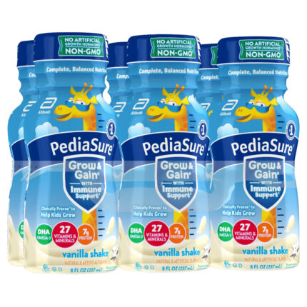 Pediasure, Grow & Gain With Immune Support Shake Ready To Drink Vanilla 6-Pack Bottles, Case Of 4, 48 Fl Oz