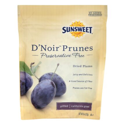 Sunsweet, D'Noir Pitted Dried Prunes, Case Of 12, 8 Oz