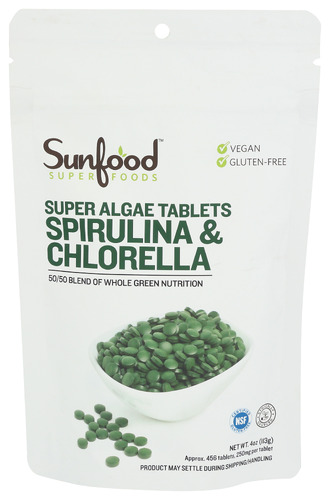Sunfood Superfoods Spirulina Chlorella Tb 4 Oz
