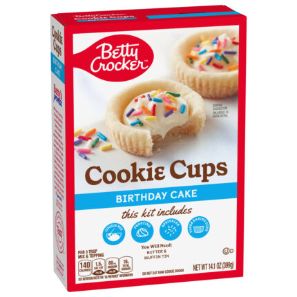 Betty Crocker, Ready To Bake Birthday Cake Cookie Cups, Case Of 5, 14.1 Oz