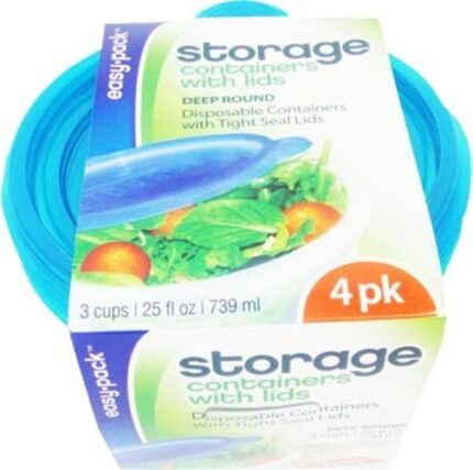Frontline, Easy Pack Deep Round Reusable/Disposable Food Storage Containers And Lids, Case Of 6, 4 Ct