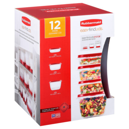 Rubbermaid, Easyfindlids Containers Plus Lids 12 Pieces, Case Of 2, 1 Ct