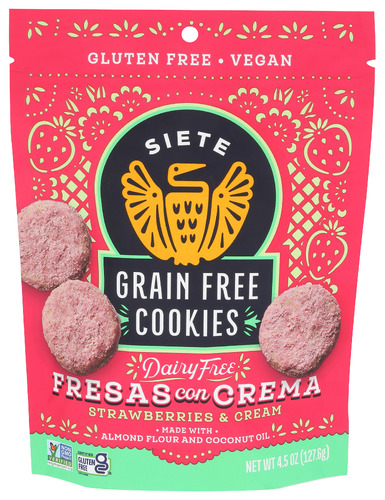 Siete Cookies Con Crema Fresas Gf Na 4.50 Oz