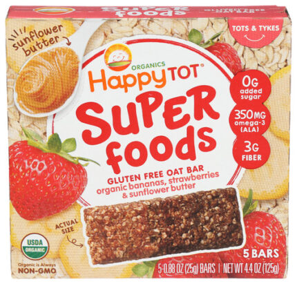 Happy Tot Bar Ban Strw Snfl Btr 5Pk 4.40 Oz
