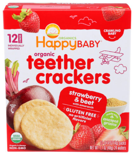 Happy Baby Cracker Teethr Strw Beet 1.70 Oz