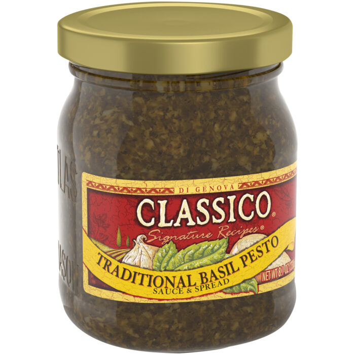 Classico, Sauce & Spread Signature Recipes Traditional Basil Pesto Jar, Case Of 12, 8.1 Fl Oz - Image 1