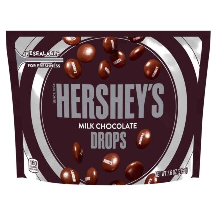 Hershey'S, Milk Chocolate Drops Resealable Bag, Case Of 8, 7.6 Oz
