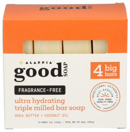 Alaffia Soap Bar Fragance Free 4 Pk