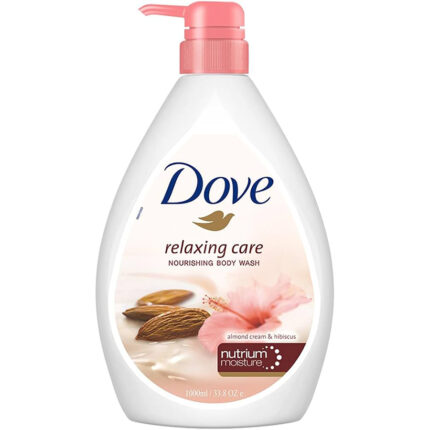 Dove Body Wash 33.8 Oz / 1 L Relaxing Almond Cream & Hibiscus With Pump