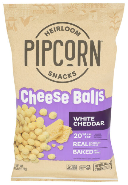 Pipcorn Cheese Balls White Chddr 4.50 Oz