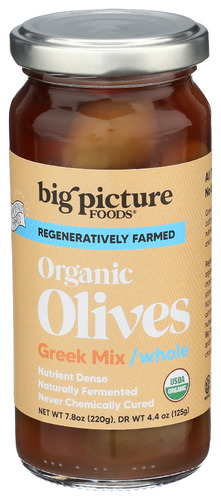Big Picture Foods Olives Whole Greek Mix Nat Og 7.80 Oz