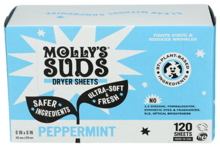 Mollys Suds Dryer Sheets Peppermint 120 Pk