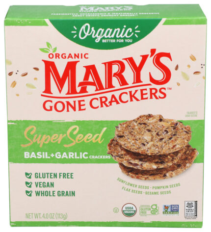 Marys Gone Crackers Cracker Basil Grlic Spsd 4 Oz