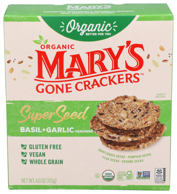 Marys Gone Crackers Cracker Basil Grlic Spsd 4 Oz - Image 1