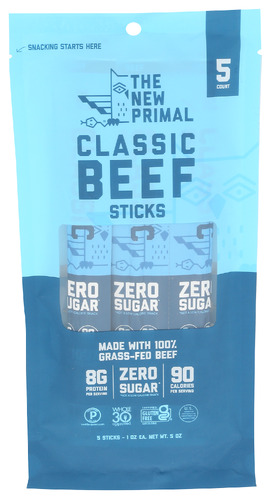 The New Primal Beef Stick Classic 5Pc 5 Oz