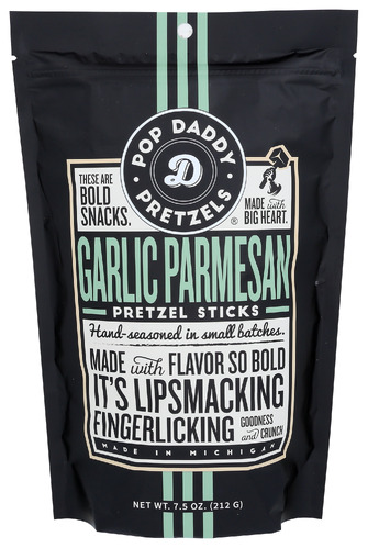 Pop Daddy Popcorn & Pretz Pretzel Garlic Parmesan 7.50 Oz