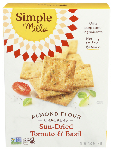Simple Mills Crckr Almnd Flr Tmto Basl 4.25 Oz