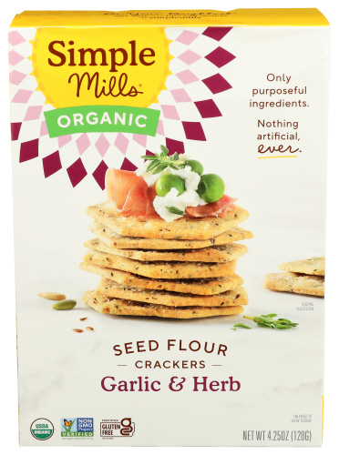 Simple Mills Cracker Seed Garlic Herb 4.25 Oz
