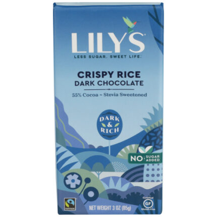 Lilys Sweets Choc Bar Drk Crispy Rice 3 Oz