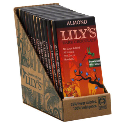Lilys Sweets Choc Bar Drl Almond 3 Oz